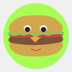 Retro Cheeseburger Classic Round Sticker