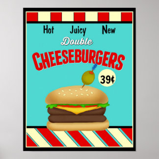 Retro Cheeseburger Sign