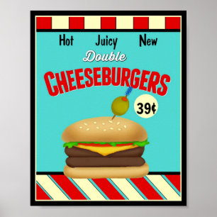 Retro Cheeseburger Sign