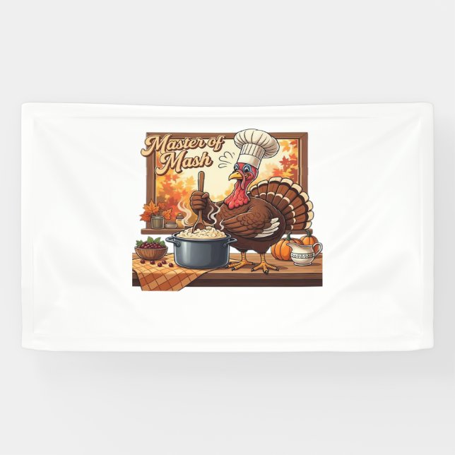 Retro Chef Turkey Thanksgiving Classic T-Shirt Banner (Horizontal)