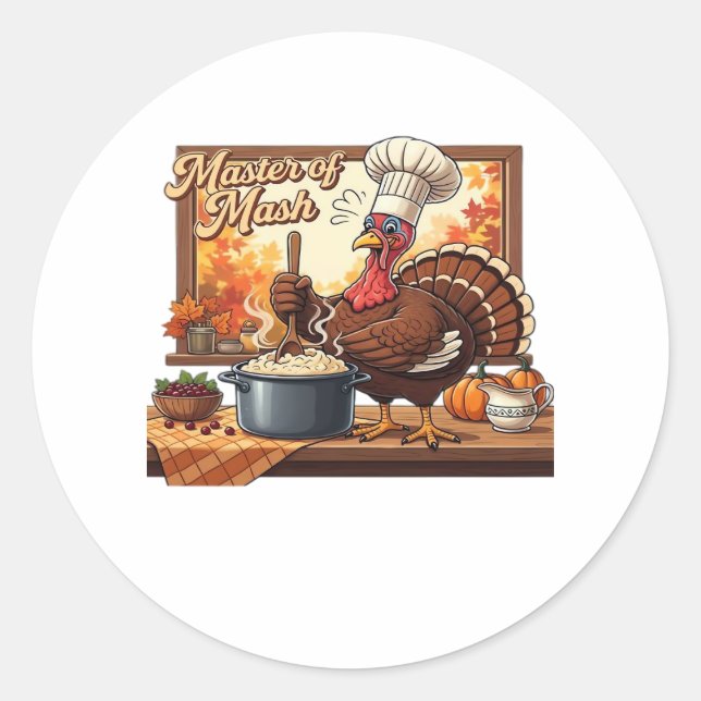 Retro Chef Turkey Thanksgiving Classic T-Shirt Classic Round Sticker (Front)