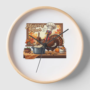Retro Chef Turkey Thanksgiving Classic T-Shirt Clock