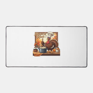 Retro Chef Turkey Thanksgiving Classic T-Shirt Desk Mat