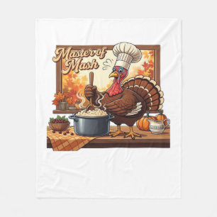 Retro Chef Turkey Thanksgiving Classic T-Shirt Fleece Blanket