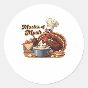 Retro Chef Turkey Thanksgiving Classic T-Shirt.png Classic Round Sticker