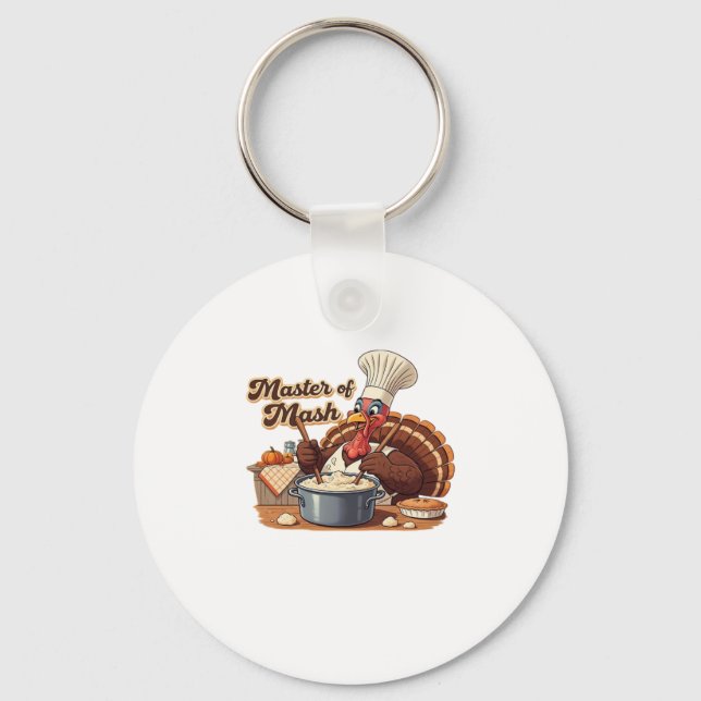 Retro Chef Turkey Thanksgiving Classic T-Shirt.png Key Ring (Front)