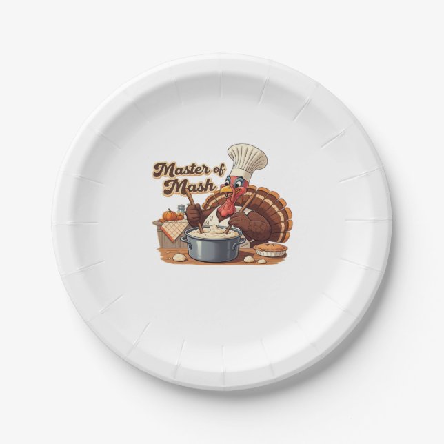 Retro Chef Turkey Thanksgiving Classic T-Shirt.png Paper Plate (Front)