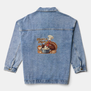 Retro Chef Turkey Thanksgiving Oversized T-Shirt Denim Jacket