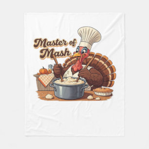 Retro Chef Turkey Thanksgiving Oversized T-Shirt Fleece Blanket