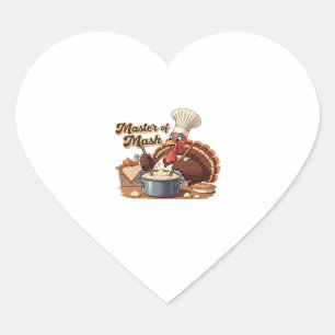 Retro Chef Turkey Thanksgiving Oversized T-Shirt Heart Sticker