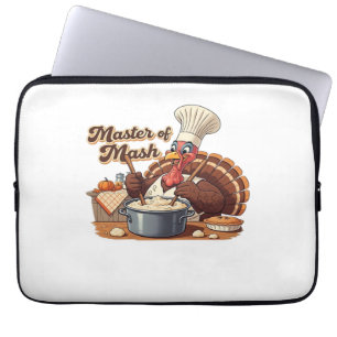 Retro Chef Turkey Thanksgiving Oversized T-Shirt Laptop Sleeve
