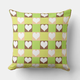 Retro Chequerboard Heart Pattern Cushion