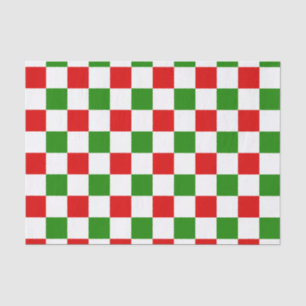 Retro Chequerboard Red and Green Christmas  Tissue Paper