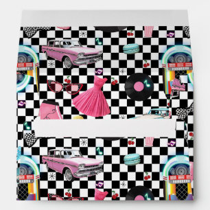 Retro Chequered 50's Fifties Theme Birthday Party Envelopes