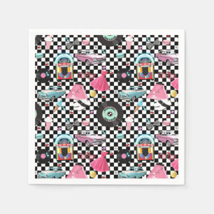 Retro Chequered 50's Fifties Theme Birthday Party Napkin