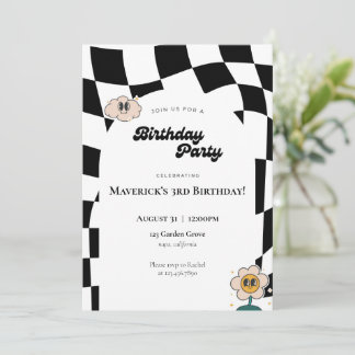 Retro Chequered Birthday Invitation