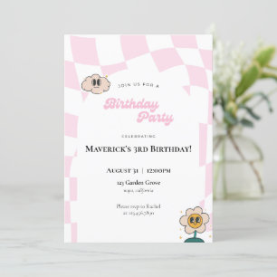 Retro Chequered Birthday Invitation