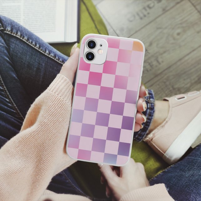 Retro Chequered Chequered Gradient Purple Pattern Case-Mate iPhone Case (Creator Uploaded)