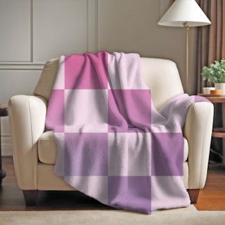 Retro Chequered Chequered Gradient Purple Pattern Fleece Blanket