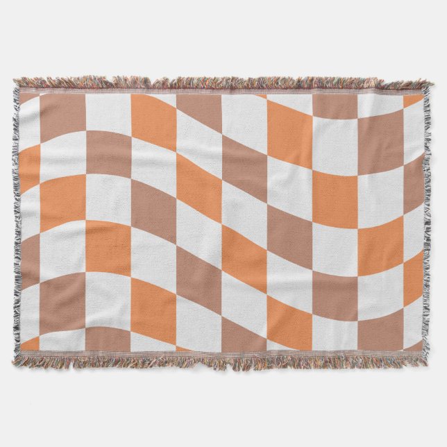 Retro Chequered Fall Fringe Throw Blanket (Front)