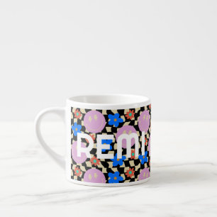 Retro Chequered Flower Name Toddler Mug