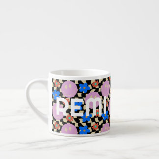 Retro Chequered Flower Name Toddler Mug