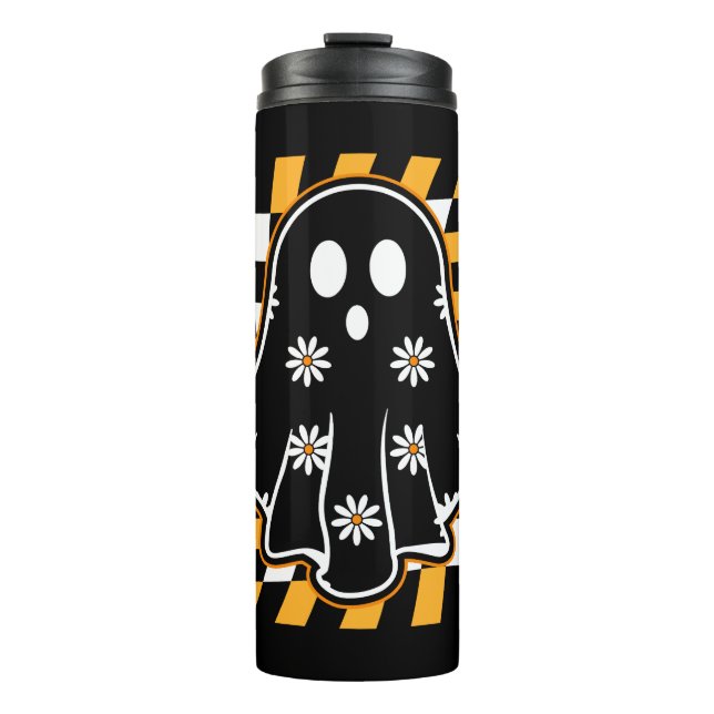 Retro Chequered Ghost  Thermal Tumbler (Front)