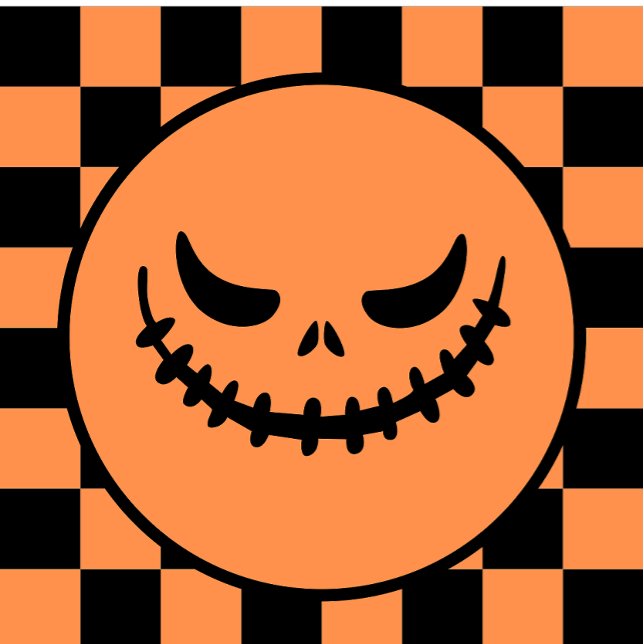 Retro Chequered Jack-O’-Lantern Halloween Key Ring (Creator Uploaded)