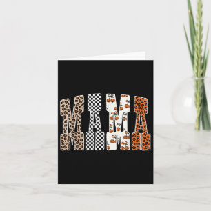 Retro Chequered Mama Pumpkin Leopard Fall Autumn H Card