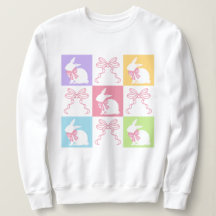Retro Chequered Pastel Easter Bunny with Bows