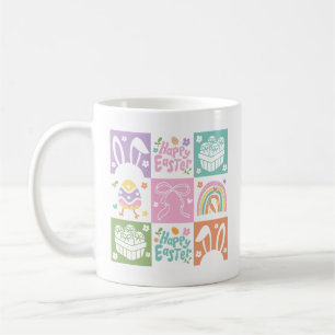 Retro Chequered Pastel Easter Coquette Coffee Mug