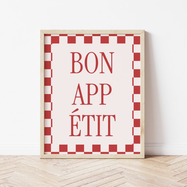 Retro Chequered Pattern 'Bon Appétit' Kitchen Poster (Creator Uploaded)