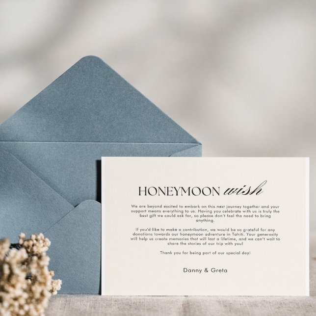  Retro chequered pattern old money Honeymoon wish Enclosure Card (Creator Uploaded)