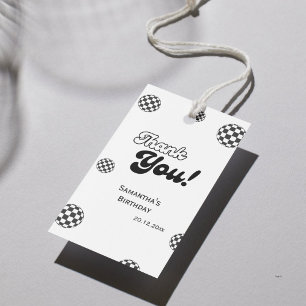 Retro Chequered "Thank You" Black & White Groovy Gift Tags