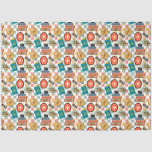 Retro Chequered Vacation Travel Themed  Tissue Paper