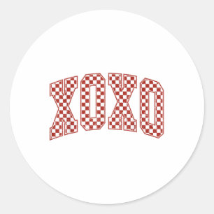 Retro Chequered Xoxo Valentine Vibes Valentines Da Classic Round Sticker