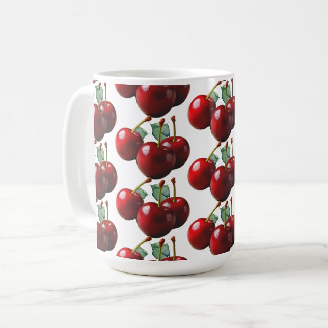 Retro Cherries fresh picked  Coffee Mug (Front Left)