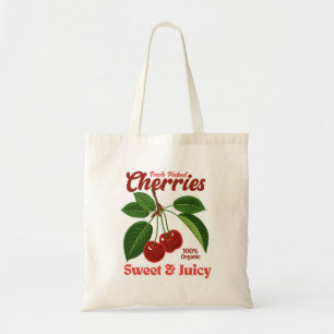 Retro Cherries Fruit Commercial Graphic Art Style Tote Bag