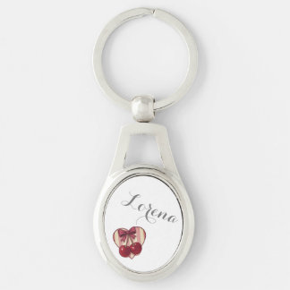 Retro Cherries Heart Design with Bow Cute Vintage Key Ring