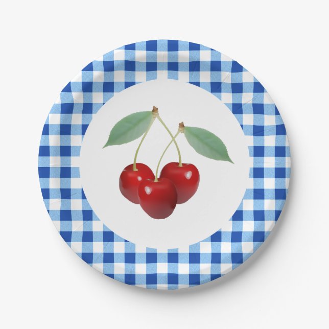 Retro Cherries Paper Plate (Front)