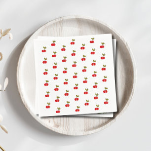 Retro Cherry Berry 1st Birthday Red and green Napkin