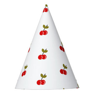 Retro Cherry Berry 1st Birthday Red and green Party Hat
