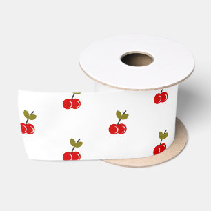 Retro Cherry Berry 1st Birthday Red and green Satin Ribbon