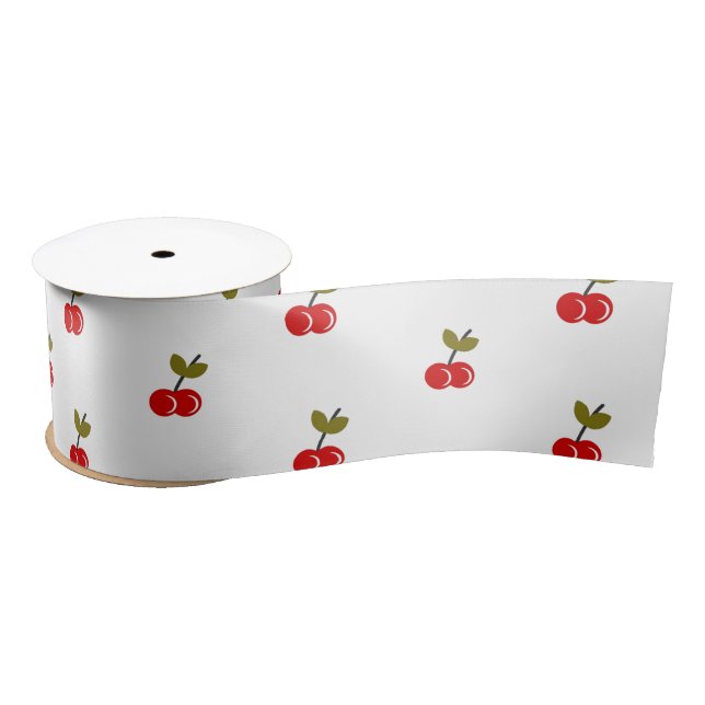 Retro Cherry Berry 1st Birthday Red and green Satin Ribbon (Spool)