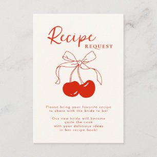 Retro Cherry Bridal Shower Recipe Enclosure Card