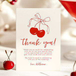 Retro Cherry Bridal Shower Thank You Card