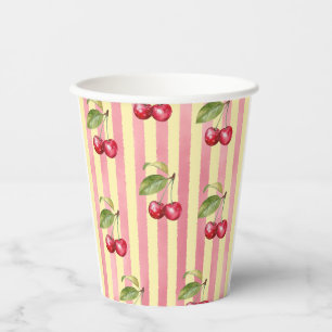 Retro Cherry Cafe Red Butter Yellow Baby Shower Paper Cups