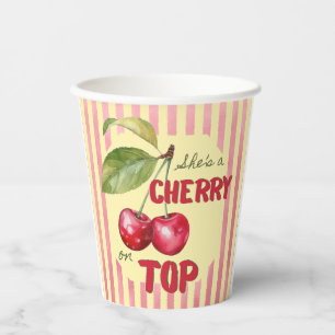 Retro Cherry Cafe Red Butter Yellow Baby Shower Paper Cups