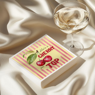 Retro Cherry Cafe Red Yellow Baby Shower Napkin