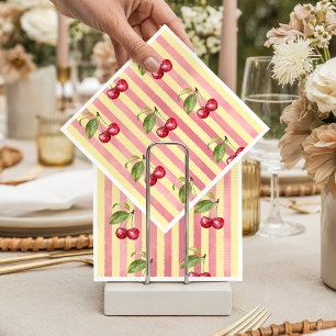 Retro Cherry Cafe Red Yellow Baby Shower Napkins